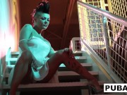 Gorgeous Big Tittied and Tattooed Brunette Loves Teasing 9/16