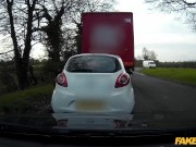 Fake Cop - Unfaithful redhead girlfriend gets the full length of a policemans big cock inside her 1/16