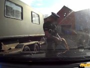 Fake Cop - Unfaithful redhead girlfriend gets the full length of a policemans big cock inside her 13/16