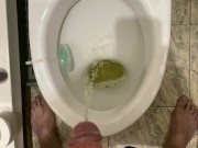 Morning pissing in the toilet with an uncircumcised penis, view from the eyes 10/16