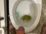 Morning pissing in the toilet with an uncircumcised penis, view from the eyes 15/16