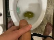 Morning pissing in the toilet with an uncircumcised penis, view from the eyes 16/16