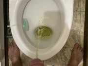Morning pissing in the toilet with an uncircumcised penis, view from the eyes 6/16