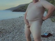 Wanking Naked on public beach