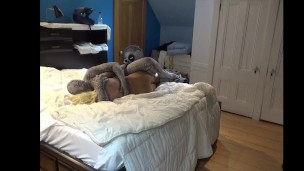 lycra snake has fun with sex doll in jeans and pantyhose