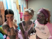 Anuskatzz tattooed woman amateur cuckold threesome. Morea Black fucked fisted behind the scenes pov 11/16