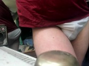 teasing in white underpants