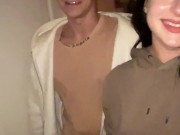 Walk on the street ended with cum in mouth