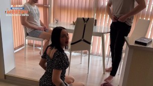 «Люблю ебать жен друзей» - жесткий тройничек во всё дырочки, разъебали анал по очереди