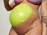 Coating My 9 Months Pregnant Belly With Frosting & Sprinkles! | Grey Desire