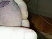 On my own with half limp cock stroking