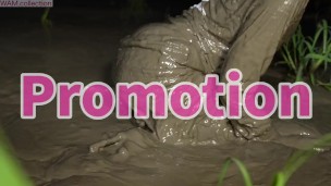 Japanese office lady playing in the mud, very messy