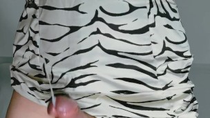 Asian Crossdresser in Black Body Stocking play with Dick and cum