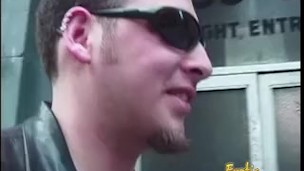 Kinky stud lets a redhead slut pleasure his cock in the dungeon