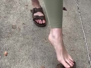 You follow me around the store while I play with my Birkenstocks!