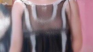 Masturbating while shaking to the music