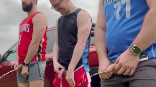 Three Aussie Blokes Take a Public Piss