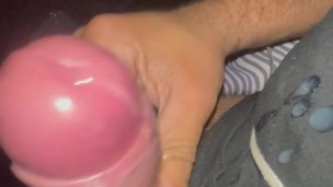 Cuming solo with tied cock and ball splitting self bondage