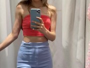 trying on clothes