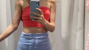 trying on clothes