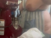 Big boob Bbw cooking in just an apron 10/16