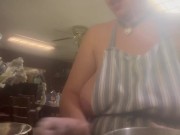 Big boob Bbw cooking in just an apron 2/16