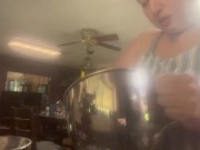 Big boob Bbw cooking in just an apron 3/16