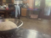 Big boob Bbw cooking in just an apron 5/16