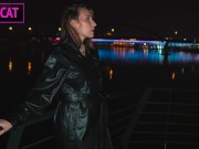 Hottie with tattoo on big boobs in leather coat gets fucked hard in POV till cum inside pussy 1/16