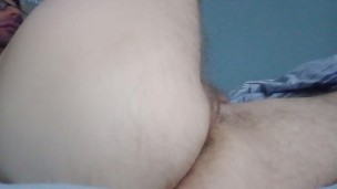 I get my tight hairy arse fucked by a dildo - it hurts