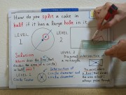 How do you split a cake in half if it has a large hole in it.[JapanMath](job)