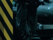 A model with an hourglass figure in long boots, stockings and black gloves seduces me in the parking 10/16