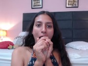 Hot girl makes video sucking dildo