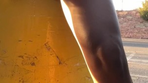 public upskirt pussy flashing and pissing while cars drive by