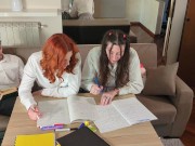 POV: I fuck my shy teen classmates after classes, threesome FFM (ENGLISH subtitles) 1/16