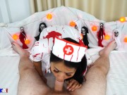 Thai Babe in Halloween Costume Sucking Cock 13/16
