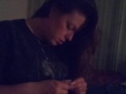 Purple Diamond in booty shorts watching tv with roommate (No Sex) 9/16