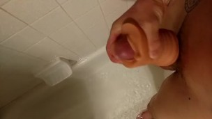 Solo jerking off shower