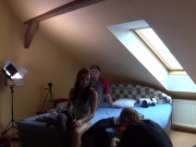 Behind the Scenes and Casting of Hot Blonde College Girl in Stockings and her BFFs from University to help her try on clothes 5/16