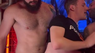 Fucking Twink While He Huffs Tatted Daddy at TroughX Live Sex Show