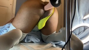 Crossdresser Getting Big Ass Pounded By Fuck Machine Until Having Moaning Prostate Orgasm