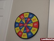 Two hot girls fucking their friend after a strip darts game gone well 7/16