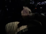 Sneaky masturbation in public *rain and music* messy cumshot in car 3/16