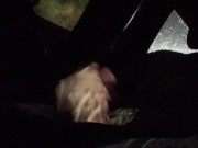 Sneaky masturbation in public *rain and music* messy cumshot in car 7/16