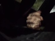 Sneaky masturbation in public *rain and music* messy cumshot in car 9/16