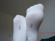 Mistress shows and orders to smell her feet in white socks, foot worship POV 2/16
