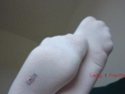 Mistress shows and orders to smell her feet in white socks, foot worship POV 3/16