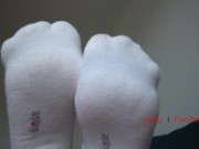 Mistress shows and orders to smell her feet in white socks, foot worship POV 5/16