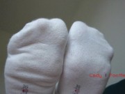 Mistress shows and orders to smell her feet in white socks, foot worship POV 6/16