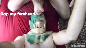 Orc Fucks Werewolf Husband Raw & Rough, Pup Cums on Mask After Getting Bred.